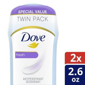 Dove Fresh All Day Underarm Sweat & Odor Protection Antiperspirant Deodorant 2.6 oz Twin Pack