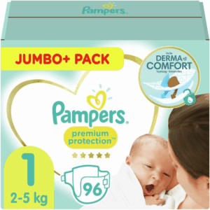 Pampers Premium Protection Diapers, Size 1, Newborn, 2-5Kg, 96 Baby Diapers