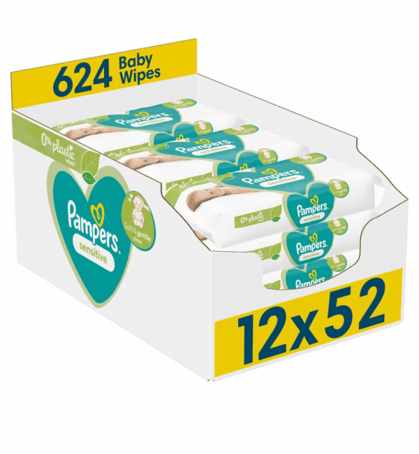 Pampers Sensitive Baby Wipes Plastic Free 12 Packs = 624 Baby Wet Wipes
