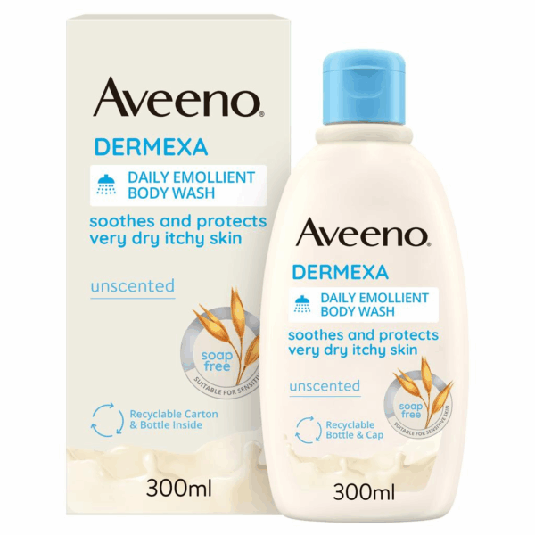 Aveeno Dermexa Daily Emollient Body Wash Shower Gel Soap Free 300ml
