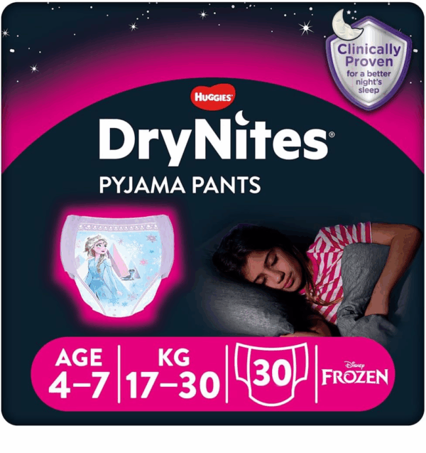 Huggies DryNites Girls Pyjama Pants, 16 Pants, 17-30kgs