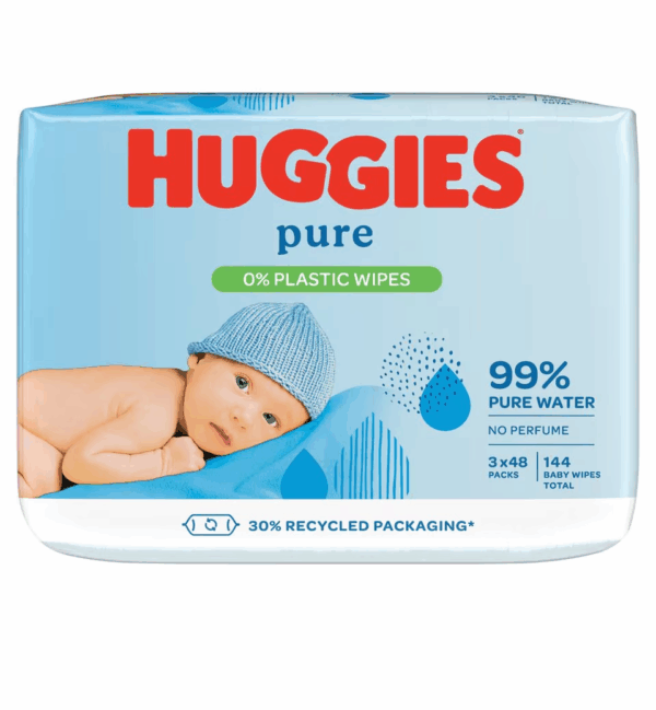 Huggies Pure Baby Wipes 0% Plastic 48s 3 pack