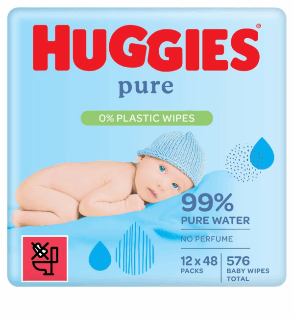 Huggies Pure Baby Wipes 0% Plastic 48s 12 pack