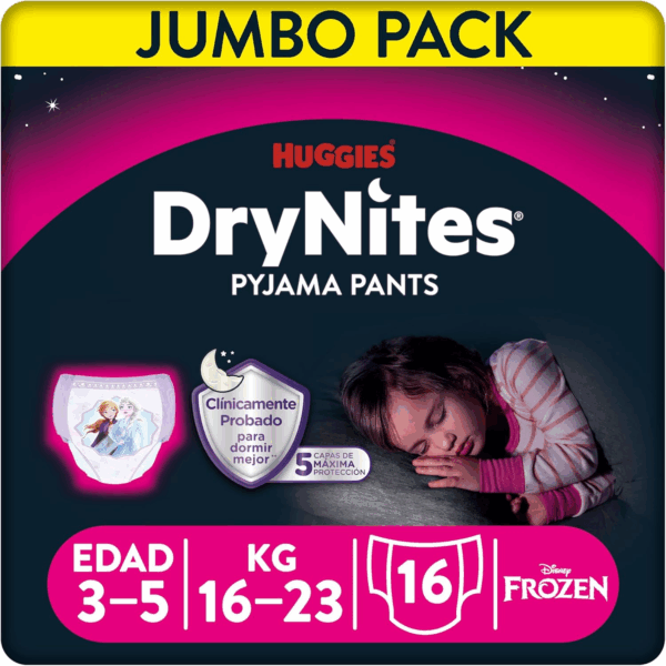 DryNites Pyjama Pants Jumbo, Girl, 3-5years, 16s