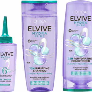 L’Oréal Paris Elvive Hydra Pure 72h Rehydrating Conditioner for Oily Scalp & Dehydrated Lengths 300ml