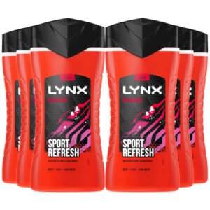 Lynx Recharge 12-H Refreshing Shower Gel Body Wash for Men, 6x225ml