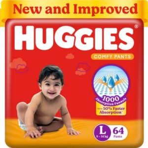 Huggies Comfy Baby Diaper Pants, Upto 50% Faster Absorption - L  (64 Pieces)