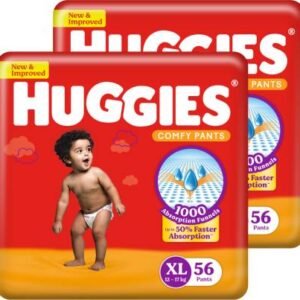 Huggies Comfy Baby Diaper Pants, Upto 50% Faster Absorption - XL  (112 Pieces)