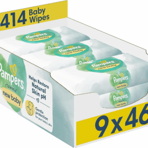 Pampers Harmonie New Baby Wipes Plastic Free 9 Packs = 414 Baby Wet Wipes