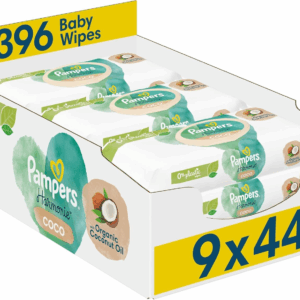 Pampers Harmonie Coco Baby Wipes Plastic Free 9 Packs - 396 Wipes