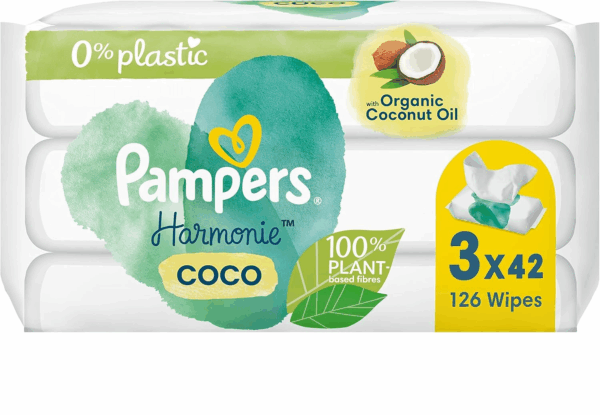 Pampers Harmonie Coco Baby Wipes Plastic Free 1 Pack = 42 Baby Wet Wipes
