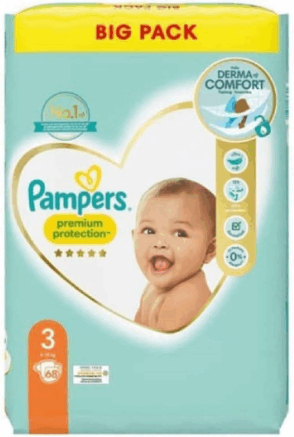 Pampers Premium Protection Diapers, Size 3, 6-10Kg, 99 Baby Diapers